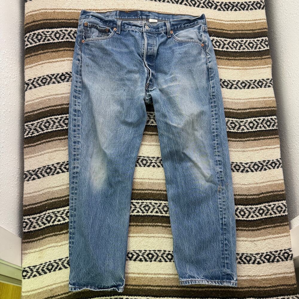 Men's Vintage 90's Levi's 501 XX Button Fly Light Wash Denim Blue Jeans 37 x 29